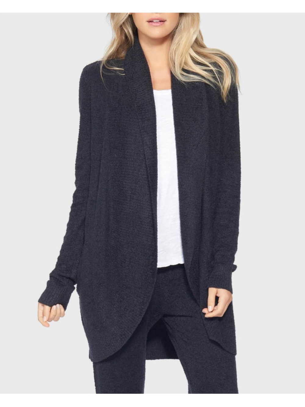 Barefoot Dreams CozyChic Lite Circle Cardigan Sweater - Dark Charcoal